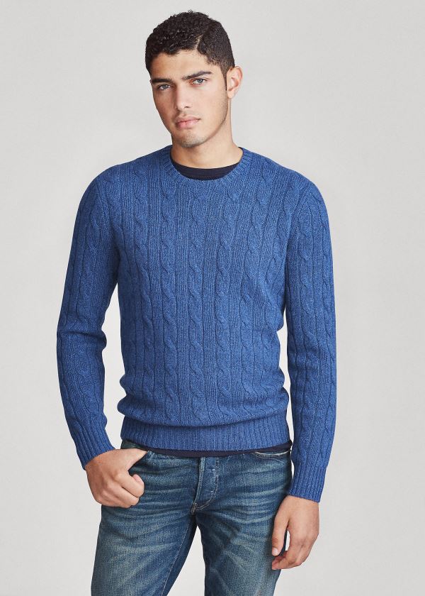 Polo Ralph Lauren Cable-Knit Cashmere Striktrøje Herre Danmark (LNGRM5619)